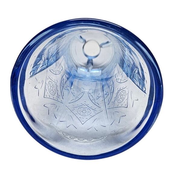 Vintage 70s Madrid Recollection Indiana Glass Blue Taper Candlestick Holder Vase - Picture 3 of 5